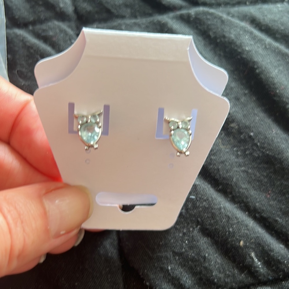 Cubic zerconia owl earrings